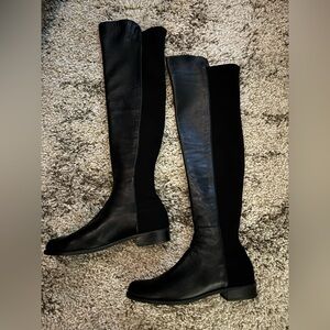 Stuart Weitzman 5050 Over The Knee Boots black leather womens 8